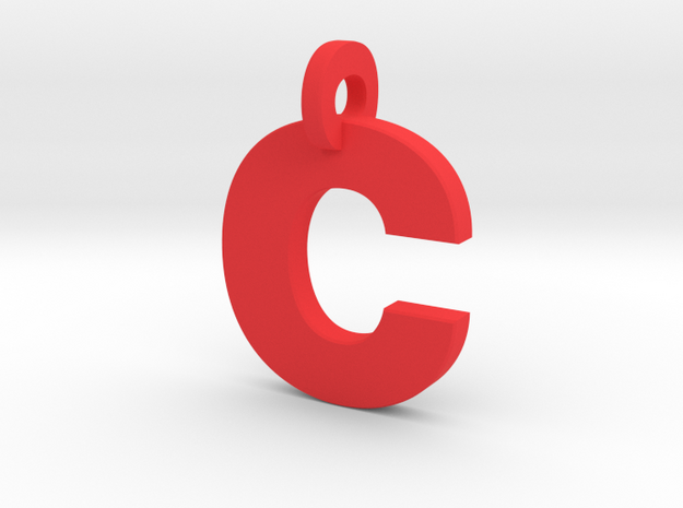 C Keychain in Red Processed Versatile Plastic: Small
