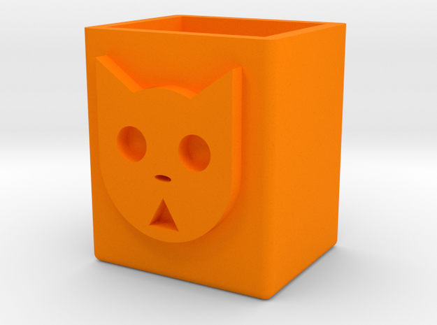 貓咪造型筆筒 in Orange Processed Versatile Plastic