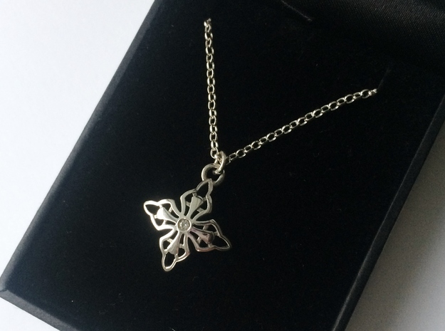 Cross Charm/Pendant in Fine Detail Polished Silver