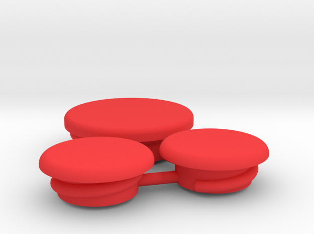 Thumbwheel Screw Caps Set (Part CP123) in Red Processed Versatile Plastic