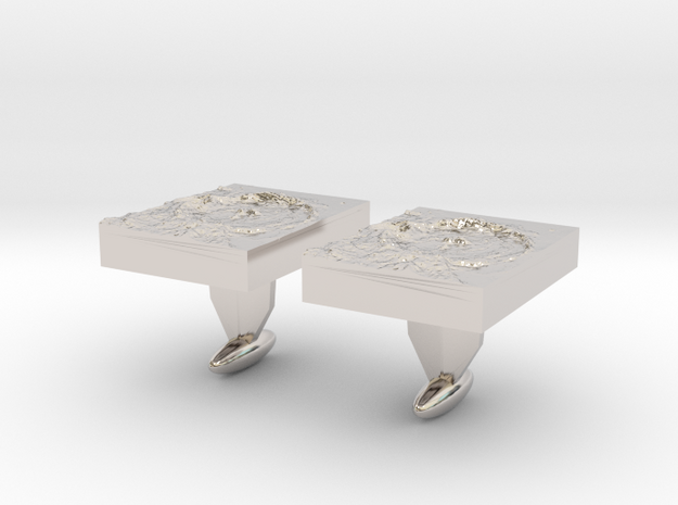  Moon Crater Cuff links in Rhodium Plated Brass