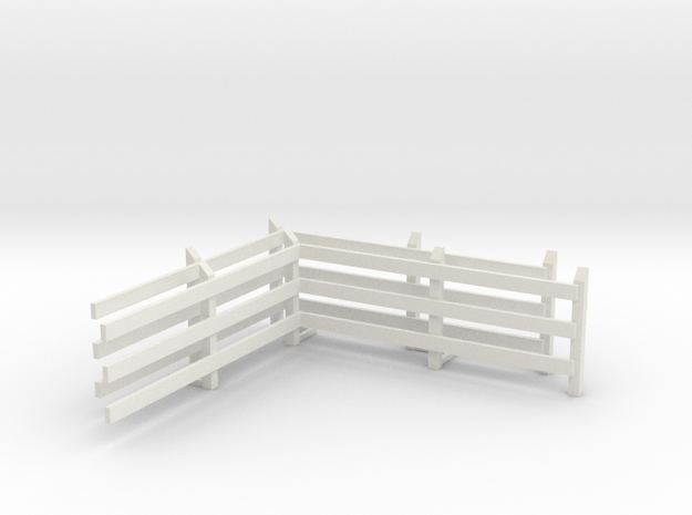 Wood Rail Fence - R/In Corner (2 ea.) in White Natural Versatile Plastic: 1:87 - HO