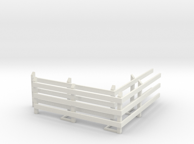Wood Rail Fence - L/Out Corner (2 ea.) in White Natural Versatile Plastic: 1:87 - HO