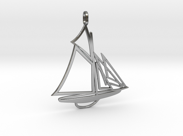 Sailboat pendant in Fine Detail Polished Silver