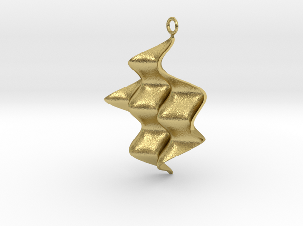 Sine Wave product Earring with sine edges. in Natural Brass
