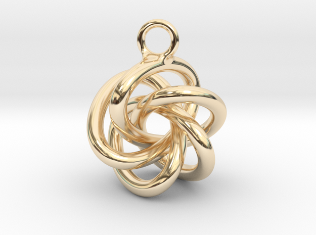 5-Knot Earring 20mm wide in 14k Gold Plated Brass