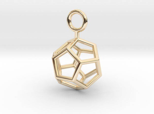 Simple Dodecahedron earring in 14k Gold Plated Brass