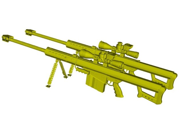 1/24 scale Barret M-82A1 / M-107 0.50" rifles x 2 in Tan Fine Detail Plastic
