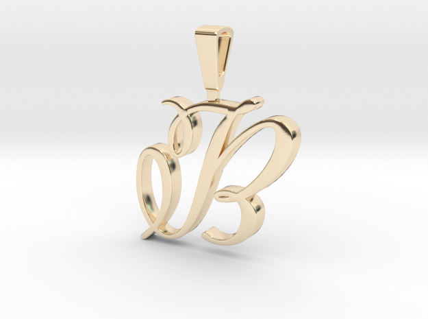 INITIAL PENDANT B in 14k Gold Plated Brass