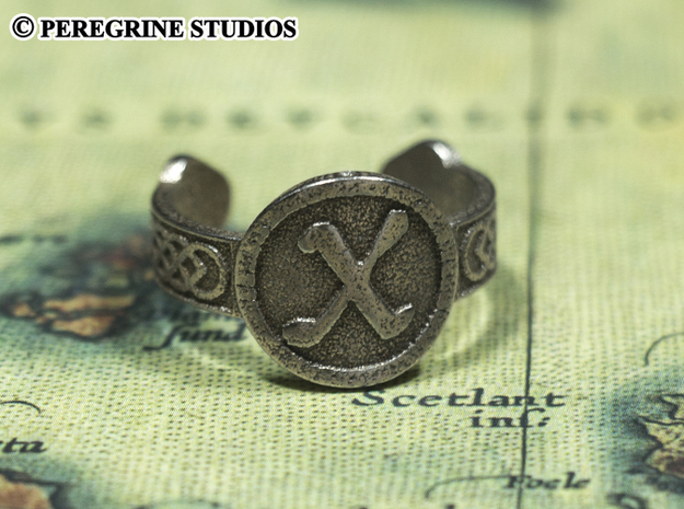 Ring - Gebo Rune (Size 13) in Polished Bronzed Silver Steel