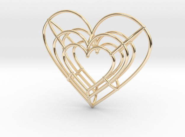 Medium Wireframe Heart Pendant in 14k Gold Plated Brass