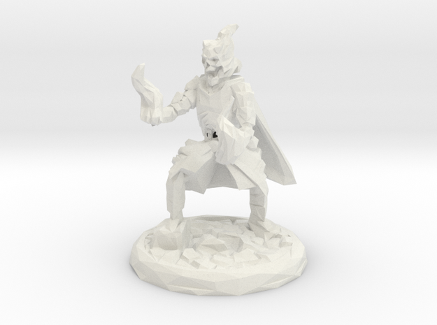 Skull Mage With Fire Hands Low Poly Version in White Natural Versatile Plastic