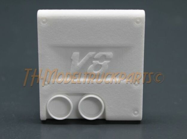 THM 00.2201 Exhaust cover Tamiya MAN V8 in White Processed Versatile Plastic