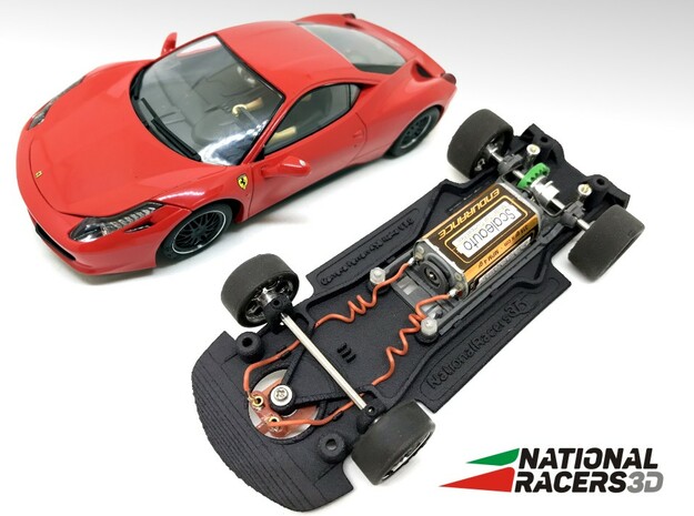 3D Chassis - Carrera Ferrari 458 Italia (Combo) in Black Natural Versatile Plastic