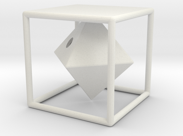 Dual Solids Cube-Octahedron  in White Natural Versatile Plastic
