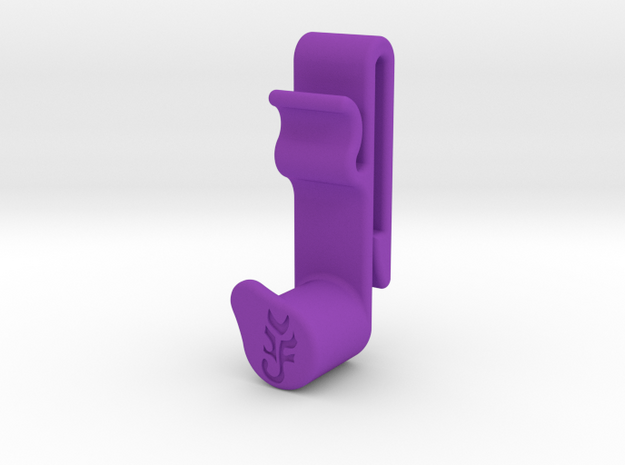 FlatCat Belt Clip for Left-Hand Slingshot Hold in Purple Processed Versatile Plastic