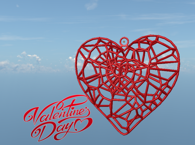 valentine hearth pendant  in Red Processed Versatile Plastic: Medium