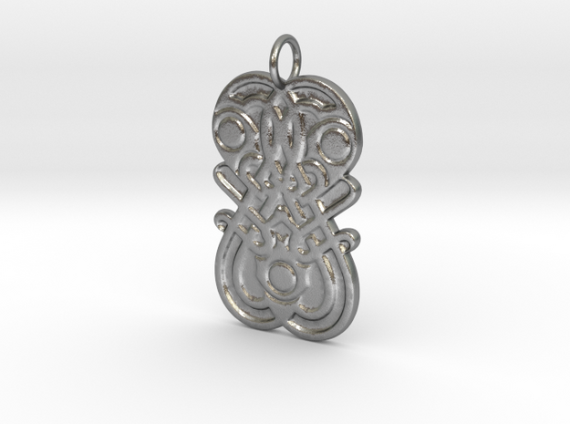Germanic Style mirror motif pendant in Natural Silver