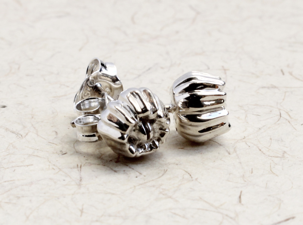 Barnacle Earrings - Nature Jewelry in Polished Silver