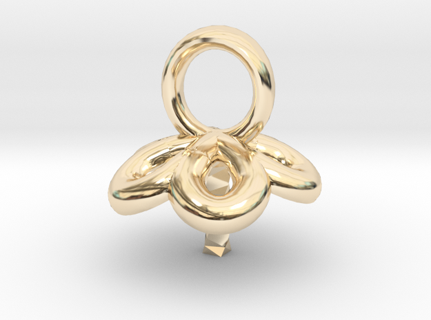 Single Pearl Flower Style Pendant in 14K Yellow Gold