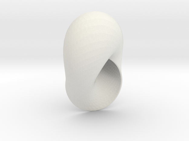 Mobius Strip With Round Boundary in White Natural Versatile Plastic