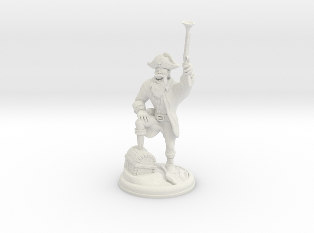 Orc Pirate with Gun on 28 MM base in White Natural Versatile Plastic