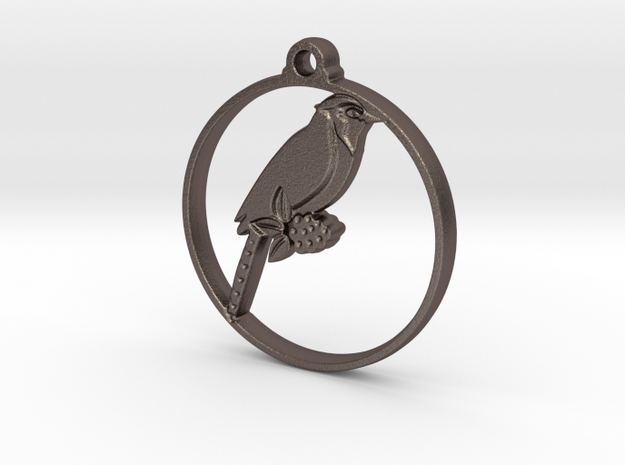 Blue Jay Pendant in Polished Bronzed-Silver Steel