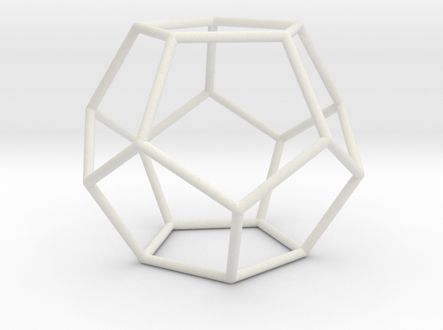 Dodecahedron wireframe in White Natural Versatile Plastic: Small