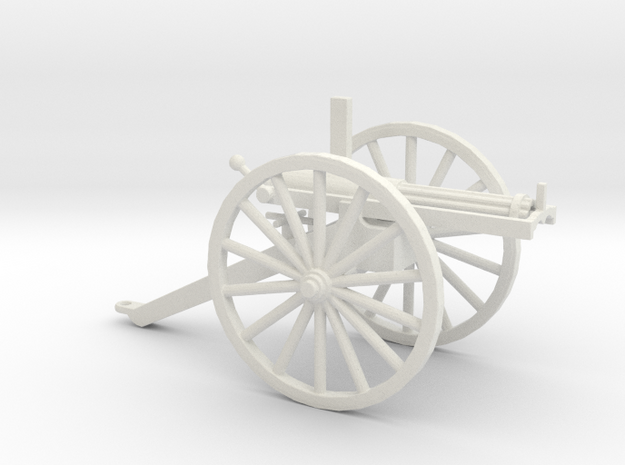 1/72 Scale Civil War Gatling Battery Gun in White Natural Versatile Plastic