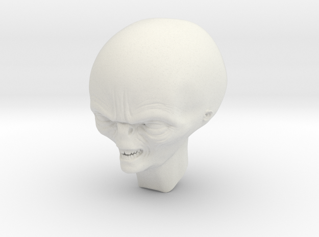 smiling alien professor head 1/6 scale in White Natural Versatile Plastic