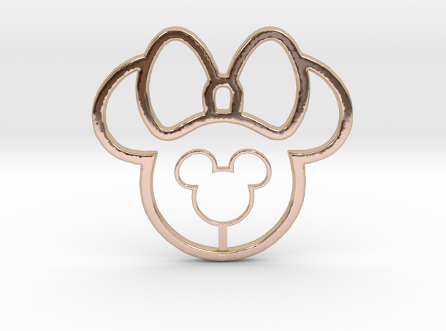 Mickey Head Lollypop Necklace in 14k Rose Gold Plated Brass