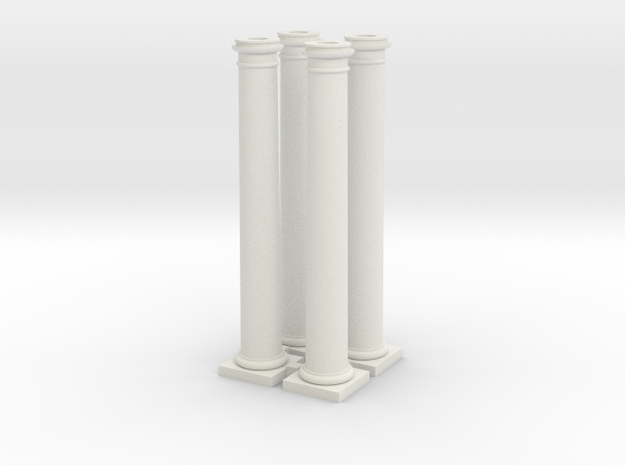 4 Doric Columns  51mm high in White Natural Versatile Plastic