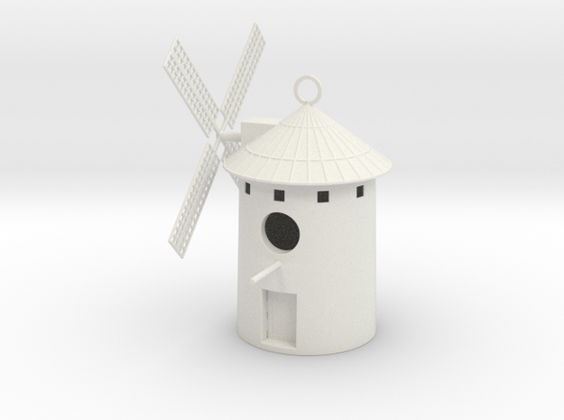 Spanish Windmill Birdhouse in White Natural Versatile Plastic