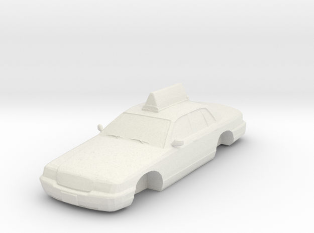 2007 Ford Crown Victoria Taxi No Wheels 1-87 Scale in White Natural Versatile Plastic