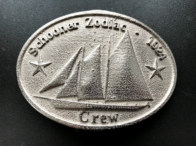 Schooner Zodiac  Belt Buckle - Crew version in Polished Nickel Steel