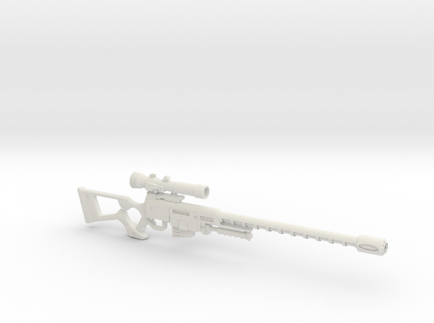1:12 Miniature Sniper Rifle - Fallout: Las Vegas in White Natural Versatile Plastic: 1:12