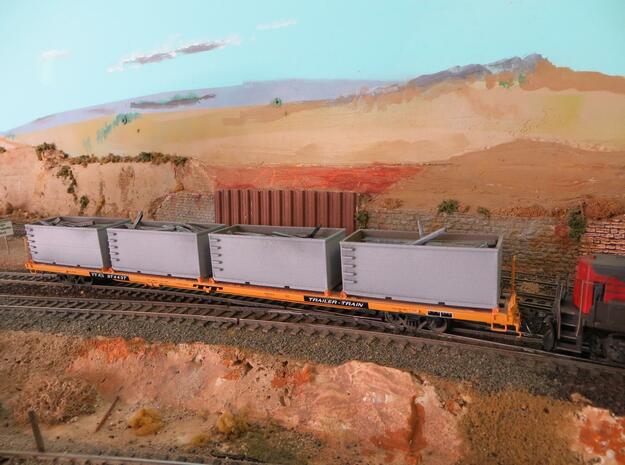 N scale 1/160 Tie or Dirt Container x 4 in Tan Fine Detail Plastic