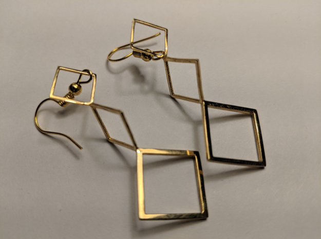 Square Earrings in Polished Brass