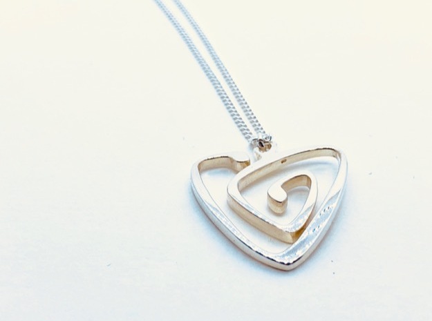 Nouveau Spiral Heart Pendant in Polished Silver