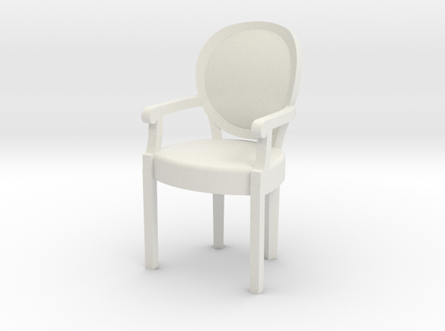1:24 Louis XVI Armchair in White Natural Versatile Plastic