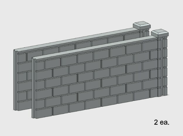 5' Block Wall - 2-Med R/S Jointed Intersections in White Natural Versatile Plastic: 1:87 - HO