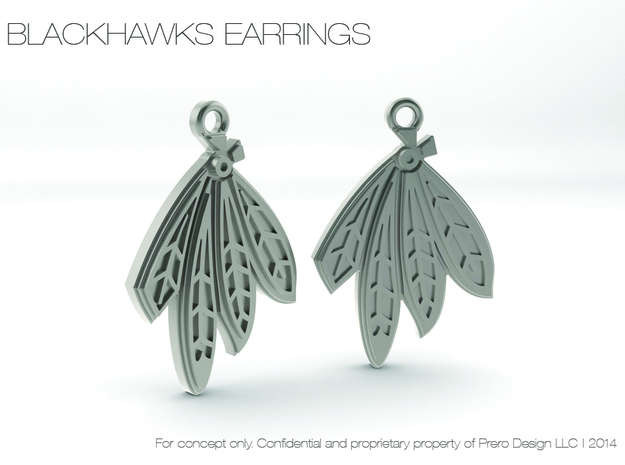 Blackhawks Earrings in Polished Bronzed Silver Steel