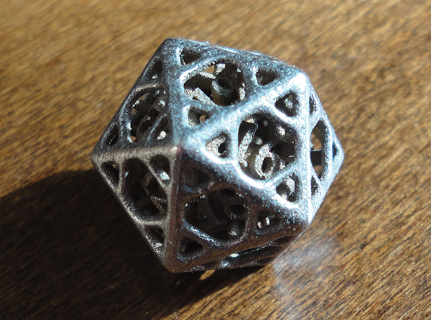 Cage d20 in Polished Bronzed Silver Steel