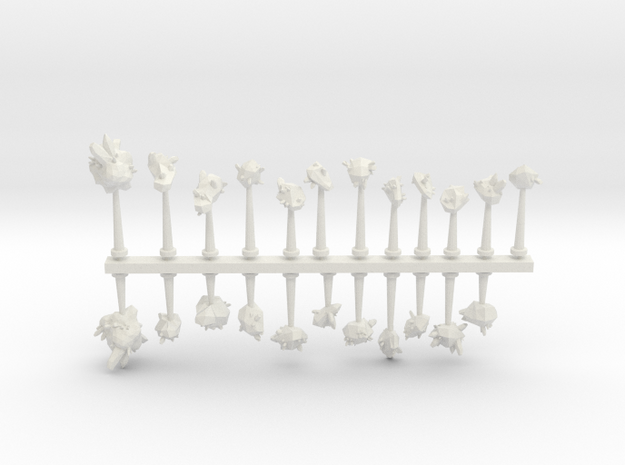 Crystal and Rock Asteroids sprue in White Natural Versatile Plastic