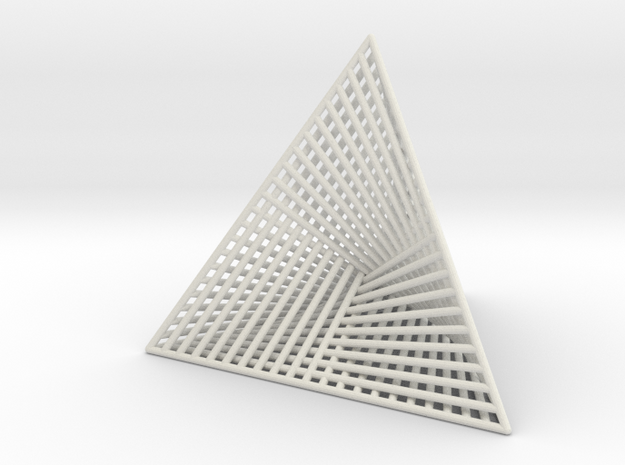 Ribbed Hemicube Tetrahedron V 2.0 in White Natural Versatile Plastic