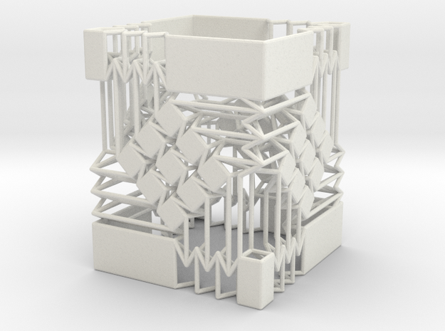 Square Wire Tube With Tessellation Single in White Natural Versatile Plastic