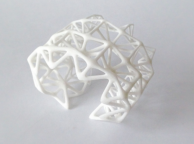 Origami_flame_Bangle in White Natural Versatile Plastic