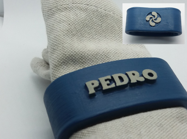 PEDRO 3D Napkin Ring with lauburu in White Natural Versatile Plastic