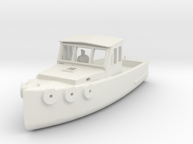 HO Scale Lobster Boat in White Natural Versatile Plastic