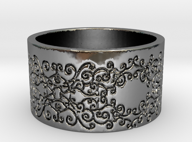 Vines Ring in Fine Detail Polished Silver